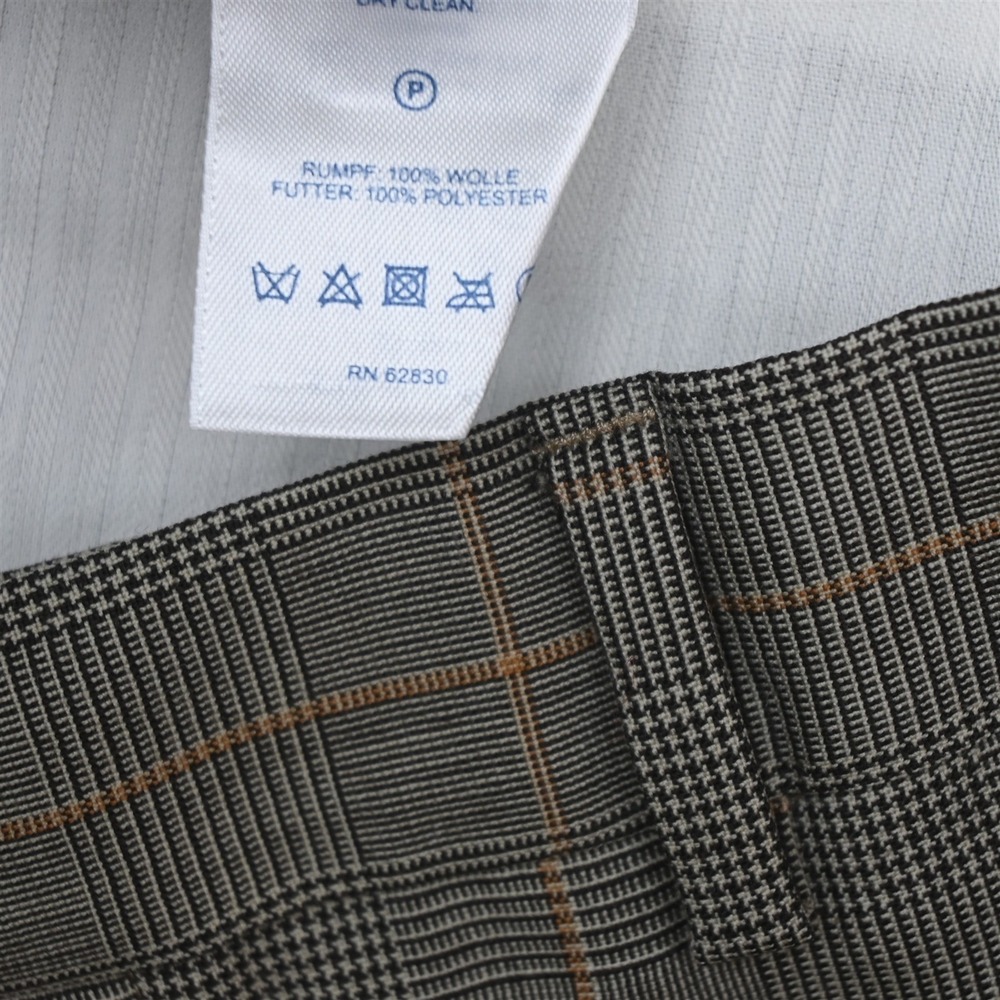 Lands End 36x34 Brown Glenn Check 100% Wool Tailored Cuffed Dress Mens Pants - Picture 7 of 9